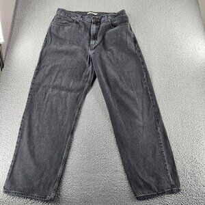 Levis Premium Jeans Womens 32x30 Black Straight Fit Distressed Dad Jean Baggy
